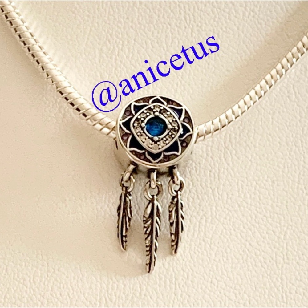 NWOT 925 Sterling Silver Evil Eye Necklace/3mm European Charm & 16” 3mm Chain